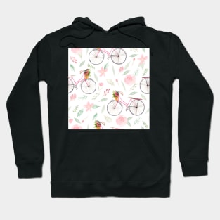 Whimiscal Bicycles | Watercolor | Rose pink Hoodie